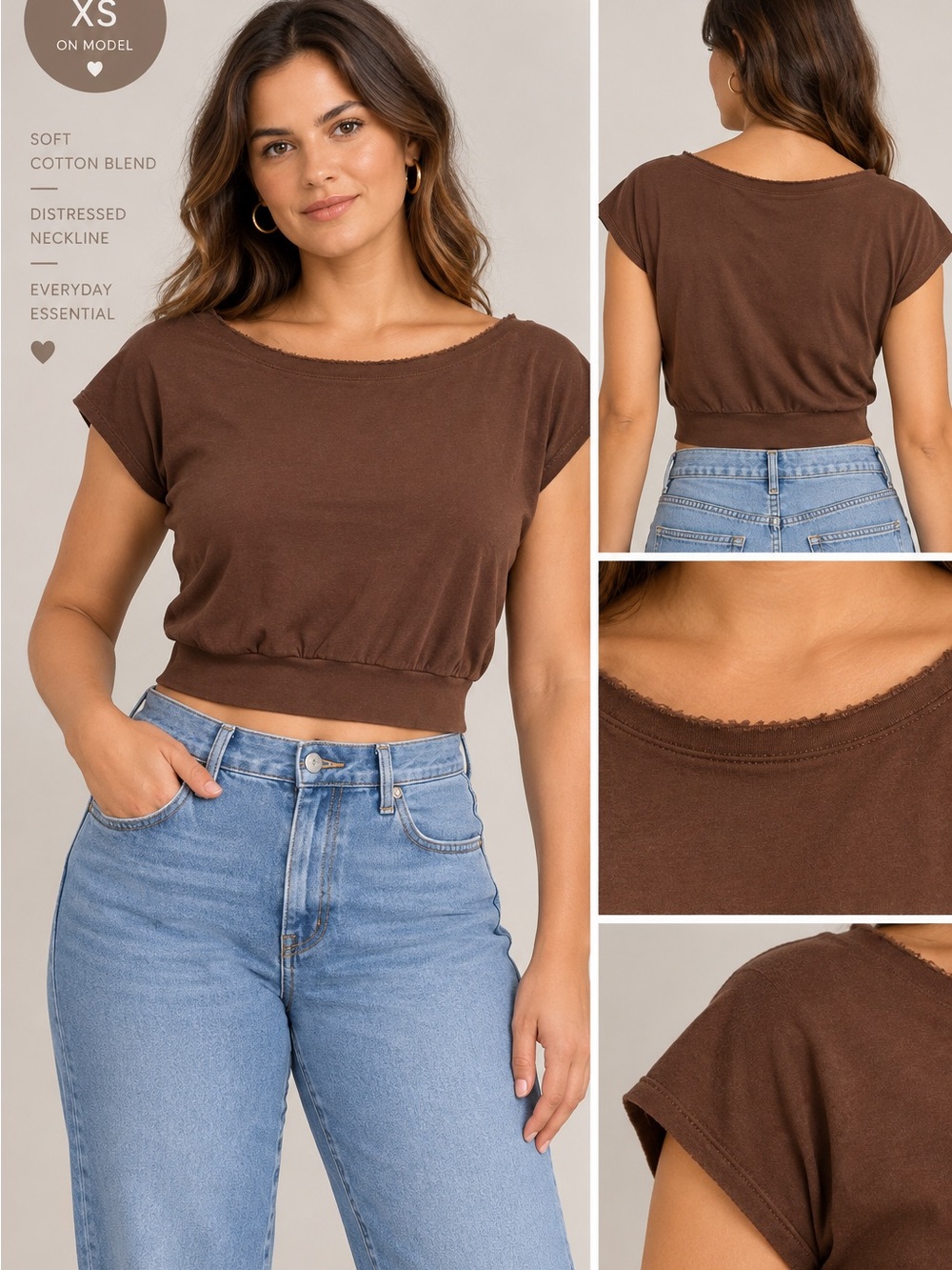 Universal Thread Chocolate Brown Cropped Tee
